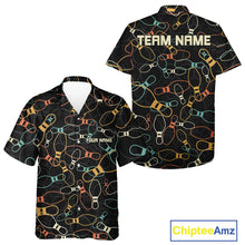 Load image into Gallery viewer, Custom Retro Style Bowling Pattern Button Up Shirt, Vintage Bowling Hawaiian Team Shirt IPHW10077