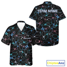 Load image into Gallery viewer, Custom Retro Style Bowling Pattern Button Up Shirt, Vintage Bowling Hawaiian Team Shirt IPHW10077