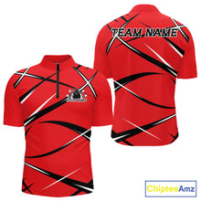 Load image into Gallery viewer, Custom Red Bowling Jerseys, Bowling Team Tournament Quarter-Zip Shirts For Men IPHW11410