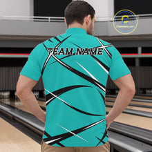 Load image into Gallery viewer, Custom Turquoise Blue Bowling Jerseys, Bowling Team Tournament Quarter-Zip Shirts For Men IPHW11411