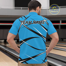Load image into Gallery viewer, Custom Blue Bowling Jerseys, Bowling Team Tournament Quarter-Zip Shirts For Men IPHW11413