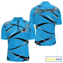 Load image into Gallery viewer, Custom Blue Bowling Jerseys, Bowling Team Tournament Quarter-Zip Shirts For Men IPHW11413