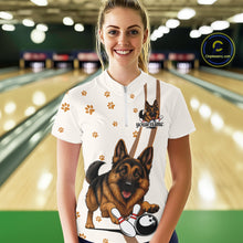 Load image into Gallery viewer, Custom Funny German Shepherd Dog Women Bowling Team Shirt, Dog Lovers Bowling Uniform IPHW10210