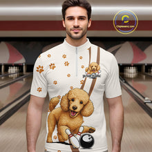 Load image into Gallery viewer, Custom Funny Poodle Dog Men Bowling Team Shirt, Dog Lovers Bowling Uniform IPHW10211