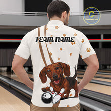 Load image into Gallery viewer, Custom Funny Dachshund Dog Men Bowling Team Shirt, Dog Lovers Bowling Uniform IPHW10213