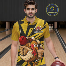 Load image into Gallery viewer, Custom Funny Turkey Bowling Shirts For Men, Yellow Thanksgiving Bowling Shirt Team Uniform IPHW10676