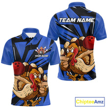 Load image into Gallery viewer, Custom Funny Turkey Bowling Shirts For Men, Blue Thanksgiving Bowling Shirt Team Uniform IPHW10678