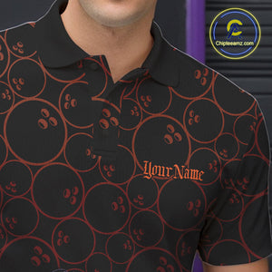 Custom Funny Skeleton Bowling Polo Shirts For Men, Halloween Bowling Team Outfit IPHW9604
