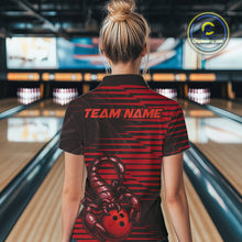 Load image into Gallery viewer, Custom Black And Red Scorpion Bowling Team Polo Shirts For Women, Bowling League Shirt IPHW9036