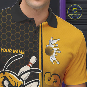 Custom Strike Bee Bowling Polo Shirts For Men, Bee Bowling Team Bowlers Outfit IPHW9047