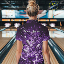 Load image into Gallery viewer, Custom Purple Roses And Butterfly Women Bowling Shirt, Flower Ladies Bowling Jerseys IPHW10895