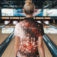 Load image into Gallery viewer, Custom Dreamy Orange Roses And Butterfly Women Bowling Polo Shirt, Ladies Bowling Shirt IPHW10900
