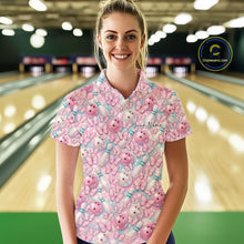 Load image into Gallery viewer, Custom Pastel Blue And Pink Butterfly Bowling Women Polo Shirt, Ladies Outfit IPHW10930