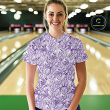 Load image into Gallery viewer, Custom Blue Butterfly Bowling Women Quarter-Zip Shirt, Ladies Bowlers Outfit IPHW10932