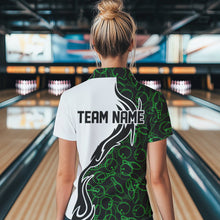Load image into Gallery viewer, Black And Green Bowling Pattern Custom Bowling Women Quarter-Zip Shirt Bowling League Shirt IPHW8867