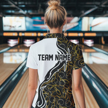 Load image into Gallery viewer, Black And Yellow Pattern Custom Bowling Team Women Quarter-Zip Shirts, Bowling League Shirt IPHW8868