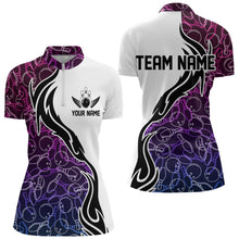 Load image into Gallery viewer, Blue Purple Pink Pattern Custom Bowling Team Women Quarter-Zip Shirts, Bowling League Shirt IPHW8869