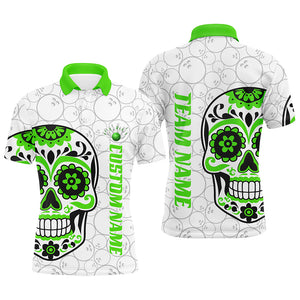 Custom Multi-Color Sugar Skull Tattoo Bowling Shirts For Men And Women, Custom Bowling Tournament Team Shirts IPHW6602
