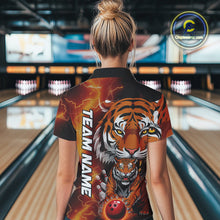Load image into Gallery viewer, Custom Thunder Lightning Tiger Bowling Quarter-Zip Shirts For Women, Bowling Team Outfit IPHW9093