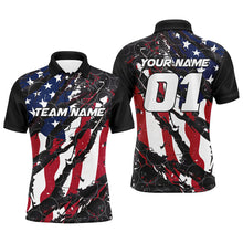 Load image into Gallery viewer, Personalized American Flag Patriotic Bowling Shirt For Men With Custom Name, Team Name, Number IPHW7100