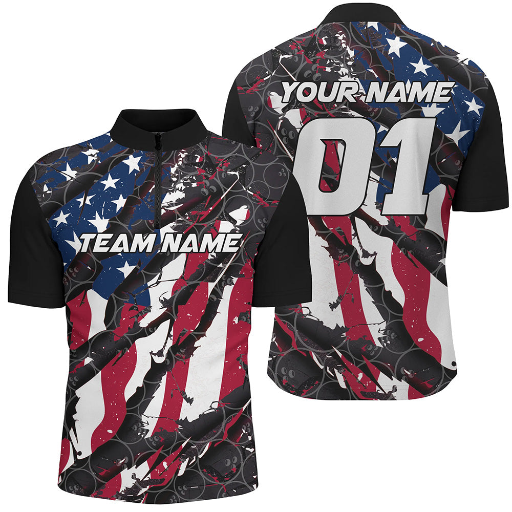 Personalized American Flag Patriotic Bowling Shirt For Men With Custom Name, Team Name, Number IPHW7100