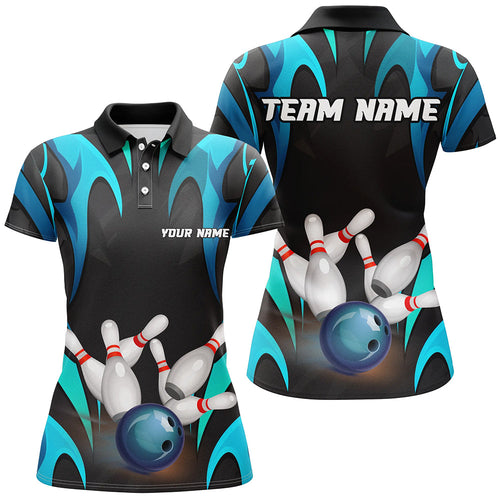 Black And Blue Customize Bowling Shirts For Women Team Jerseys  Gifts For Bowlers IPHW7107