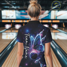 Load image into Gallery viewer, Custom Galaxy Butterfly Bowling Women Polo Shirts, Ladies Bowling Team Outfit IPHW10242