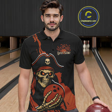 Load image into Gallery viewer, Custom Black And Orange Pirate Bowling Men Polo Shirt, Pirate Bowling Team Jerseys IPHW10709