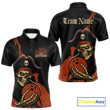 Load image into Gallery viewer, Custom Black And Orange Pirate Bowling Men Polo Shirt, Pirate Bowling Team Jerseys IPHW10709