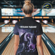 Load image into Gallery viewer, Custom Black And Purple Thunder Lightning Dragon Bowling Women Quarter-Zip Shirts IPHW9098
