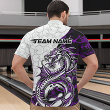 Load image into Gallery viewer, Custom Purple Camo Dragon Bowling Tattoo Men Quarter-Zip Shirts, Dragon Bowling League Team Shirt IPHW8885