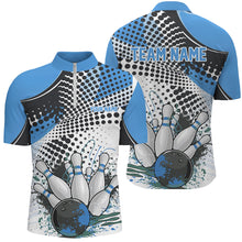 Load image into Gallery viewer, Personalized Bowling Shirts For Men, Custom Bowling League Shirts Blue Bowling Outfits IPHW7132