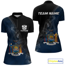 Load image into Gallery viewer, Custom Smoke Flame New York Flag Patriotic Women Darts Shirt, Dart League Team Jerseys IPHW10742