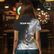 Load image into Gallery viewer, Custom Smoke Flame Illinois Flag Patriotic Darts Shirt For Women, Dart League Team Jerseys IPHW10744