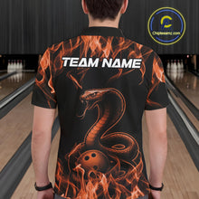 Load image into Gallery viewer, Custom Black And Orange Flame Cobra Snake Bowling Men Shirts, Bowling League Shirt IPHW10767