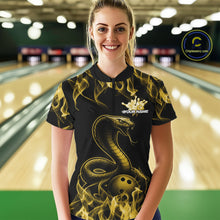 Load image into Gallery viewer, Custom Black And Yellow Flame Cobra Snake Bowling Women Shirts, Bowling League Shirt IPHW10768