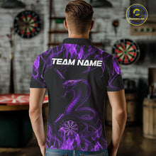 Load image into Gallery viewer, Custom Black And Purple Flame Cobra Snake Dart Men Shirts, Dart League Shirt IPHW10769
