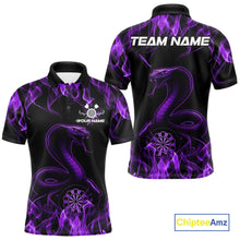 Load image into Gallery viewer, Custom Black And Purple Flame Cobra Snake Dart Men Shirts, Dart League Shirt IPHW10769