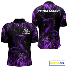 Load image into Gallery viewer, Custom Black And Purple Flame Cobra Snake Dart Men Shirts, Dart League Shirt IPHW10769