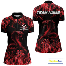 Load image into Gallery viewer, Custom Black And Red Flame Cobra Snake Dart Women Shirts, Dart League Shirt IPHW10770