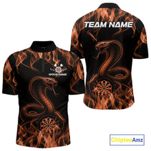 Load image into Gallery viewer, Custom Black And Orange Flame Cobra Snake Dart Men Shirts, Dart League Shirt IPHW10771