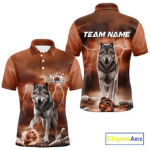 Load image into Gallery viewer, Custom Orange Ligtning Wolf Bowling Team League Shirts For Men, Bowler Outfits IPHW10786