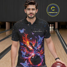 Load image into Gallery viewer, Custom Colorful Galaxy Butterfly Bowling Men Polo Shirt, Flame Bowling Team Jerseys IPHW11007