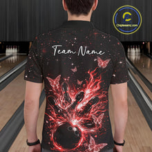 Load image into Gallery viewer, Custom Red Galaxy Butterfly Bowling Men Polo Shirt, Flame Bowling Team Jerseys IPHW11008