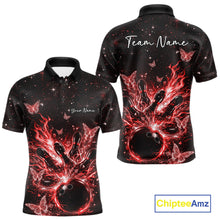 Load image into Gallery viewer, Custom Red Galaxy Butterfly Bowling Men Polo Shirt, Flame Bowling Team Jerseys IPHW11008