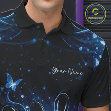 Load image into Gallery viewer, Custom Dreamy Blue Butterfly Men Bowling Polo Shirt, Bowling Team Outfit IPHW11018