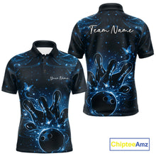 Load image into Gallery viewer, Custom Dreamy Blue Butterfly Men Bowling Polo Shirt, Bowling Team Outfit IPHW11018