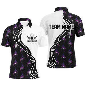 Purple Flame Bowling Ball Men'S Bowling Polo Shirt, Custom Bowling Jerseys With Team Name IPHW6947