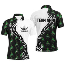 Load image into Gallery viewer, Green Flame Bowling Ball Men'S Bowling Polo Shirt, Custom Bowling Jerseys With Team Name IPHW6949