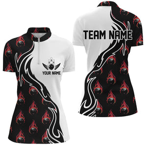 Custom Red Flame Bowling Shirt For Women, Outfit Bowling Custom Bowling Team Uniforms IPHW6950